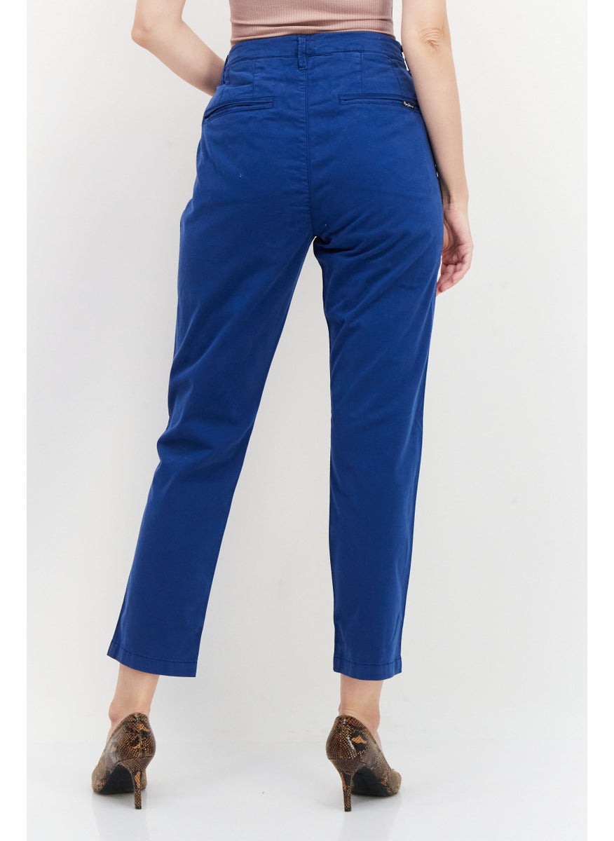 Pepe Jeans - Women Slim Fit Plain Chino Pants, Blue - Image 1