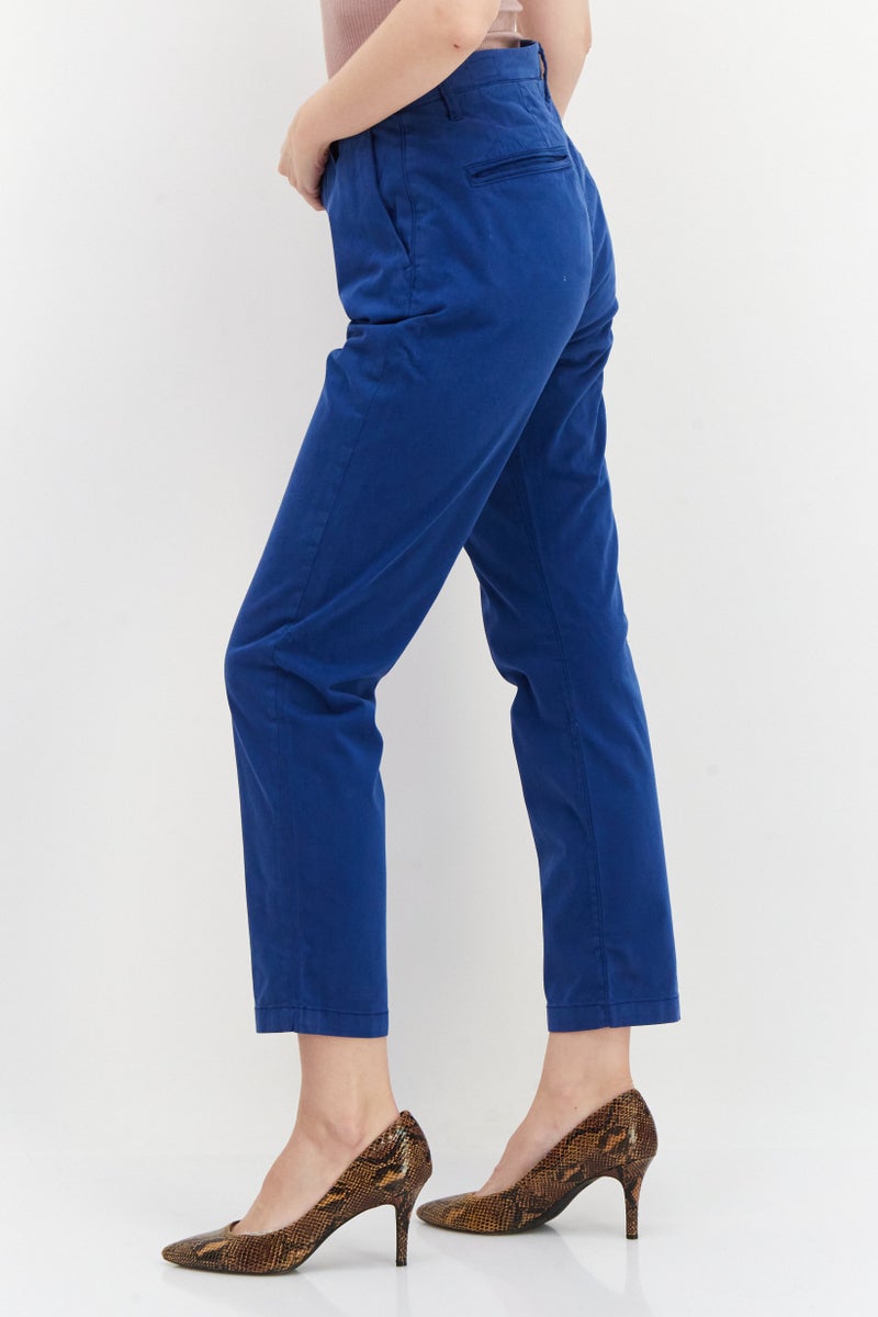 Pepe Jeans Women Slim Fit Plain Chino Pants, Blue - Image 2