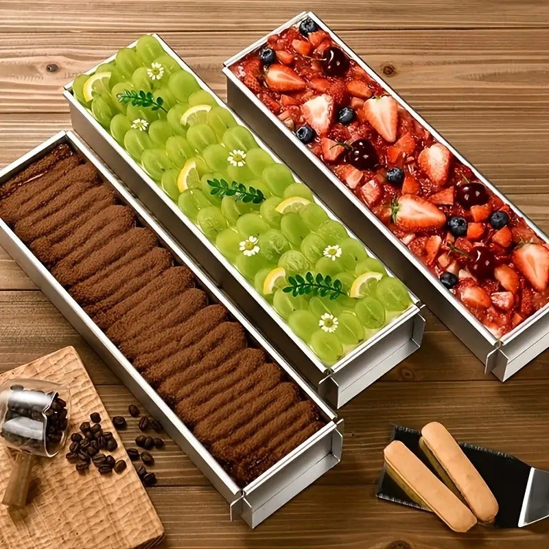 PETO Premium Aluminum Tiramisu & Cheesecake Baking Mold - Rectangular Design with Removable Dividers, Sturdy Base for Perfect Mousse Cakes, Durable Kitchen Essential - Image 1