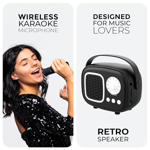 XECH Karaoke Speaker with Wireless Mic for Singing | Retro Radio Design | Ai Voice Changer | Vocal Cancellation | Birthday Party Gift for Boys and Girls Kids (Retro Jam) - Image 2