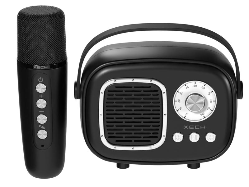 XECH Karaoke Speaker with Wireless Mic for Singing | Retro Radio Design | Ai Voice Changer | Vocal Cancellation | Birthday Party Gift for Boys and Girls Kids (Retro Jam) - Image 1