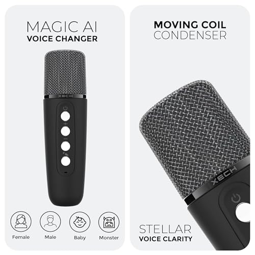 XECH Karaoke Speaker with Wireless Mic for Singing | Retro Radio Design | Ai Voice Changer | Vocal Cancellation | Birthday Party Gift for Boys and Girls Kids (Retro Jam) - Image 3