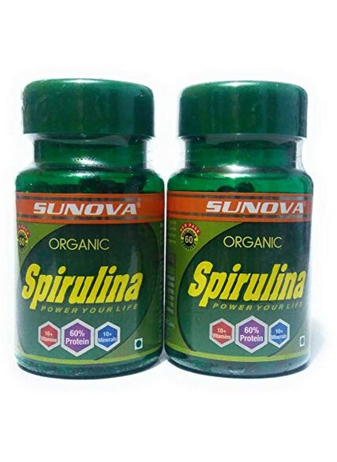 sunova - Organic Spirulina, Multicolour, 60 Count, Pack Of 2 - Capsule - Image 1