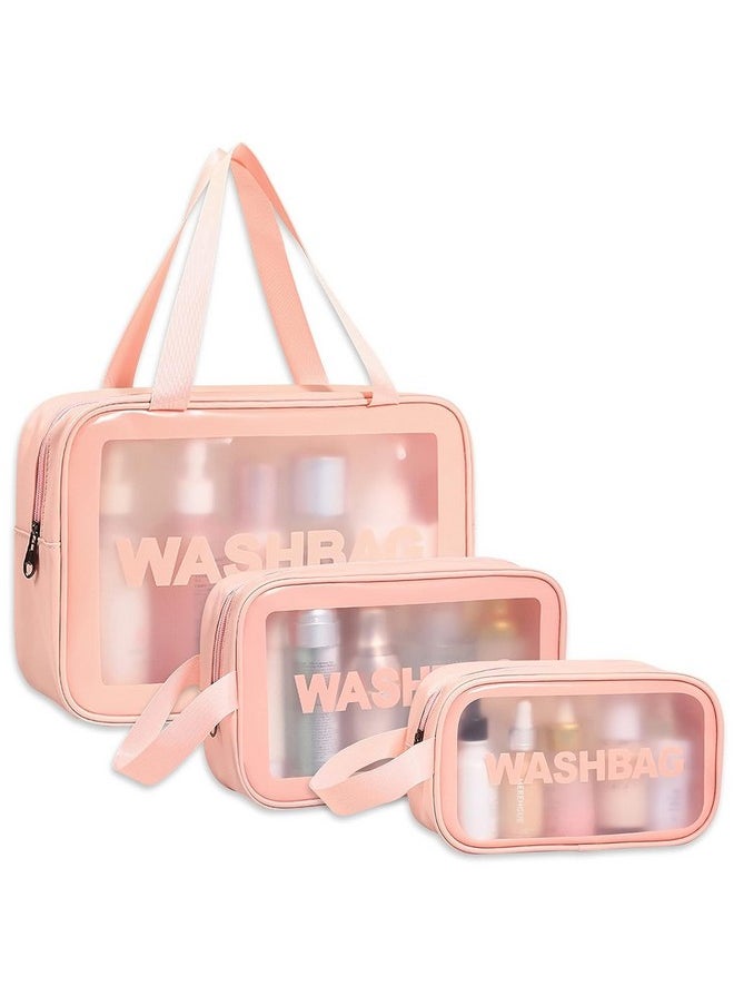 Zollyss Clear Makeup Pouch Set, Cosmetic Organizer Bag for Women and Girls Travel Waterproof Toiletry Storage Kit (Pink Set of 3) - pzsku/ZBCB833B5D4B9961F54ECZ/45/_/1738306546/0245ac97-1084-46e3-945d-7fa6c088463e