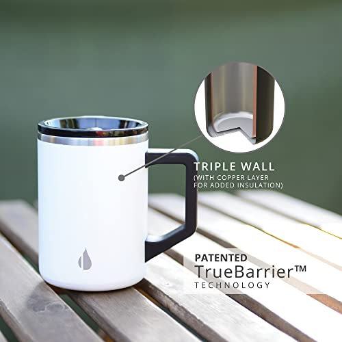Elemental Insulated Coffee Mug TripleWall Stainless Steel Summit Travel Cup for Hot and Cold Drinks Thermal Coffee Mug with Lid and Handle for Camping Office Travel 16oz White - Image 3