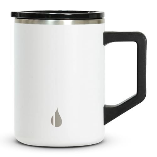 Elemental Insulated Coffee Mug TripleWall Stainless Steel Summit Travel Cup for Hot and Cold Drinks Thermal Coffee Mug with Lid and Handle for Camping Office Travel 16oz White - Image 1