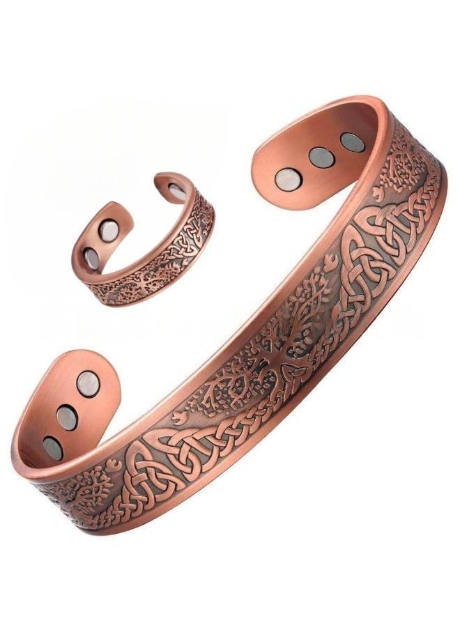 Cigmag 9X Magnet Power Bracelet + 4X Magnet Power Ring for Men , 99% Pure Copper, Super Strong Magnet - Image 1