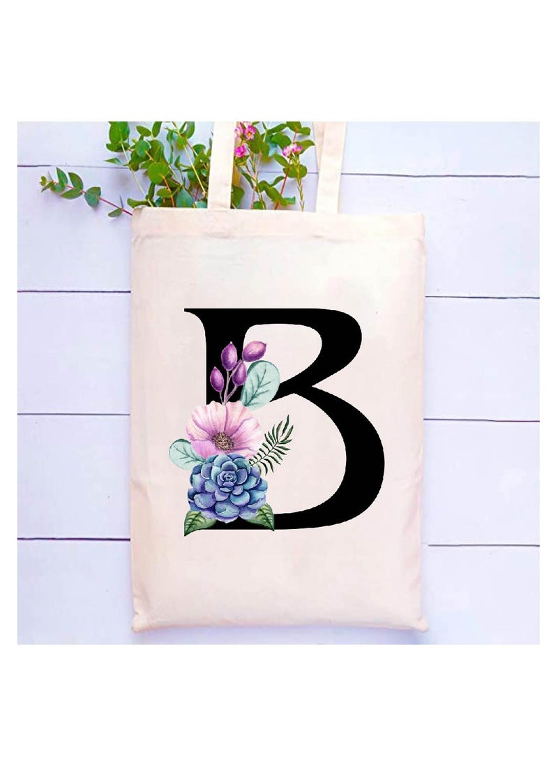 PRINTSHOP4ME Initial Letters Canvas Cotton Tote Bag, Cosmetic Pouch, and Stainless Steel Travel Mug - A Stylish Pack of 3 Combo Set for Girls - Gift for wedding - Gifts for girls - Gift for friends  - Image 2