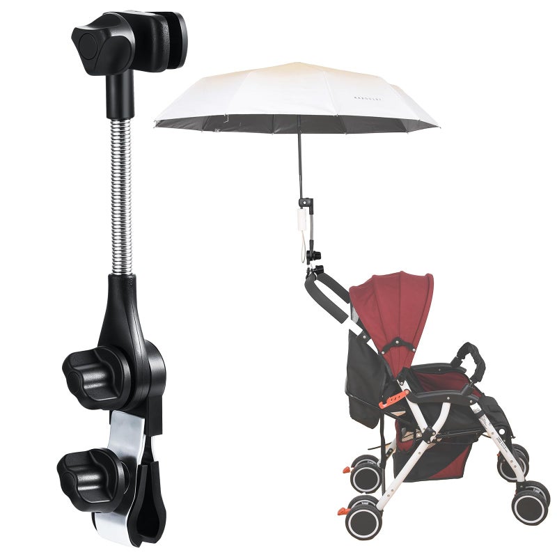 nediea Umbrella Holder for Stroller Baby Stroller Umbrella Attachment Umbrellas Connector Clip to Handlebar 360 Degree Adjustable Universal Clamp for Golf CartWheelchair Beach ChairFishing - Image 2