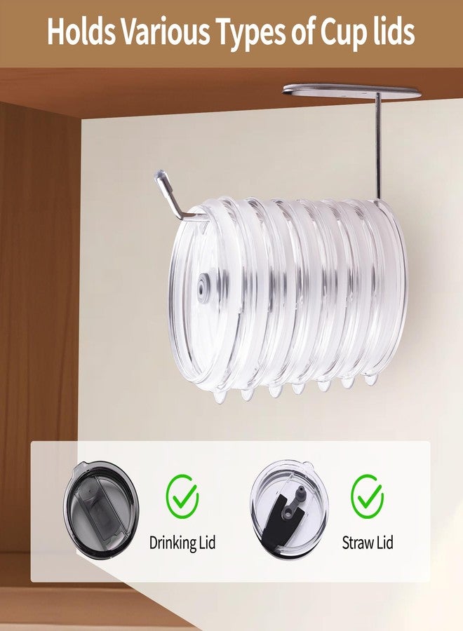 Rancco 2 PCS Tumbler Lid Organizer, Stainless Steel, Self-Adhesive or Drilled Tumbler Lid Holds for Space Saving - Image 3