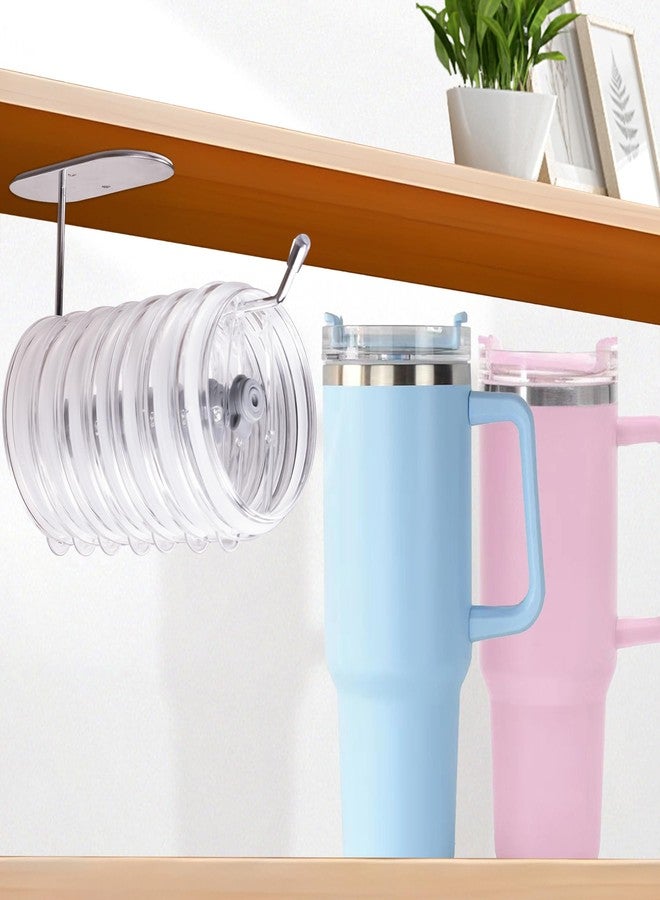 Rancco 2 PCS Tumbler Lid Organizer, Stainless Steel, Self-Adhesive or Drilled Tumbler Lid Holds for Space Saving - Image 2