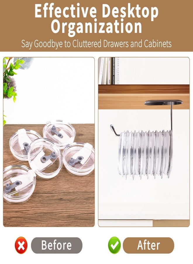 Rancco 2 PCS Tumbler Lid Organizer, Stainless Steel, Self-Adhesive or Drilled Tumbler Lid Holds for Space Saving - Image 4