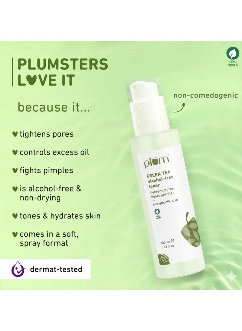 Plum Green Tea Face Toner For Oily Acne Prone Skin Facial Toner for Glowing Skin Shrinks and Tightnes Pores Controls Excess Oil 100ml - Image 3