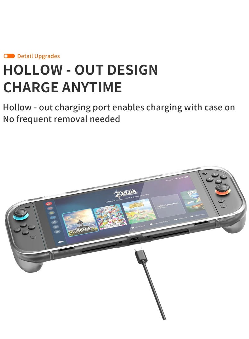 For Nintendo Switch 2  Console Upgrade Protective TPU case Shell Cover WITH/ Kickstand Anti-slip Grip Gray Transparent - Image 3