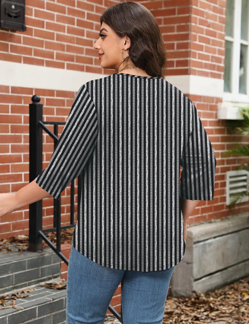 LOMON Plus Size Spring Fashion 2026 Square Neck 1/2 Mid Sleeve Tops for Women Trendy Summer Womens Clothing 3XL - Image 5