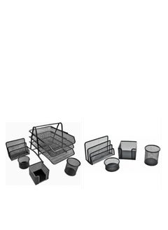 Terabyte 5-Piece Metal Mesh Desk Organizer Set Black  - Image 2