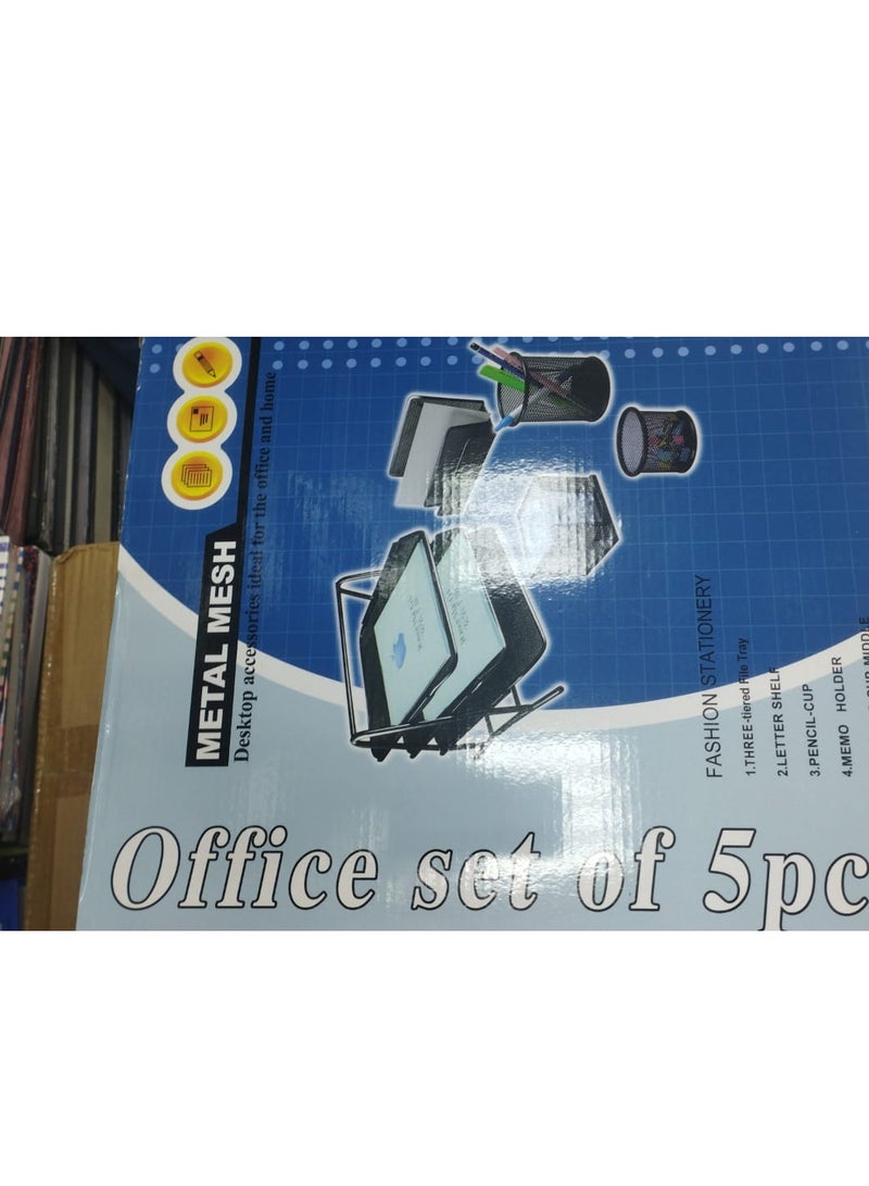 Terabyte 5-Piece Metal Mesh Desk Organizer Set Black - Image 3