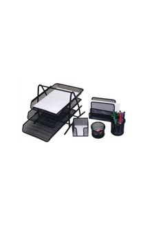 Terabyte 5-Piece Metal Mesh Desk Organizer Set Black  - Image 1