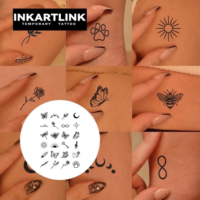 Inkartlink Temporary Tattoos 2 Sheets Medium Semi Permanent Tattoo Adult Art Design Temporary Tattoos  Lasts 1-4 Weeks  Waterproof  Realistic Look  No Adhesive  No Reflection (Butterflies And Bees? - Image 5