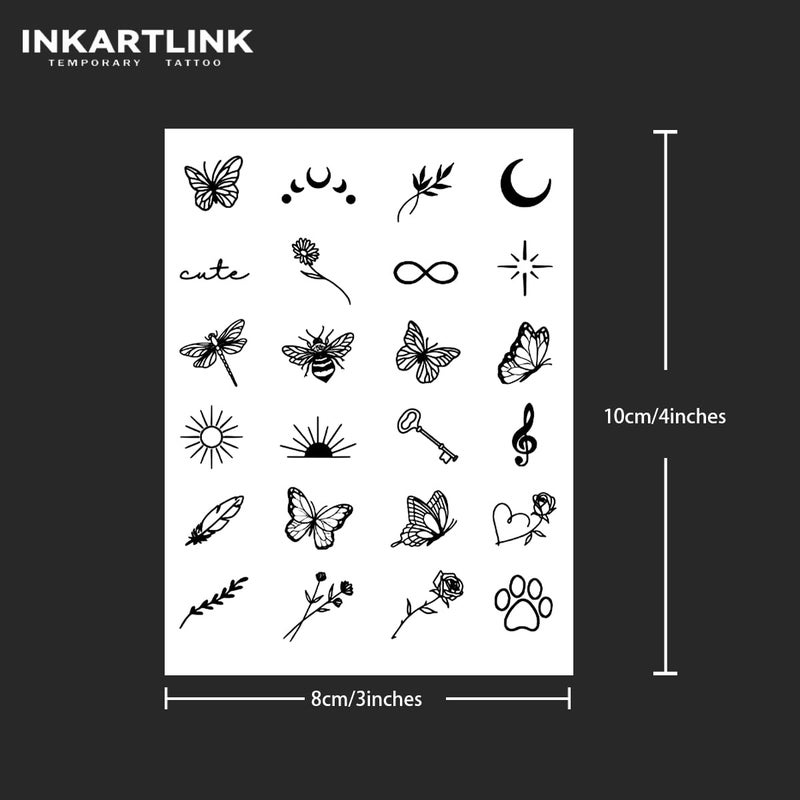 Inkartlink Temporary Tattoos 2 Sheets Medium Semi Permanent Tattoo Adult Art Design Temporary Tattoos  Lasts 1-4 Weeks  Waterproof  Realistic Look  No Adhesive  No Reflection (Butterflies And Bees? - Image 3