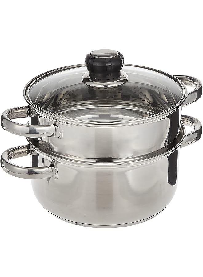 ويلسون طقم قدر بخاري من الستانلس ستيل مكون من طبقتين مقاس 20 سم Jy 174 20 فضي - Image 1