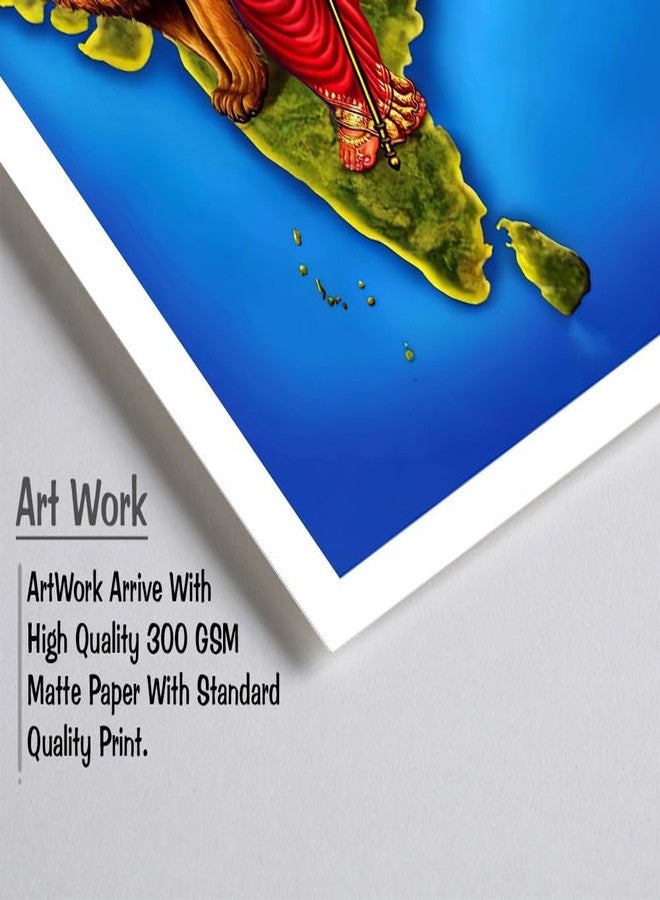 DBrush Bharat Mata Photo frame artwork Bharat Mata with Map painting for wall decor livingroom, school wall synthetic wood (Laminated Coated) - Image 4