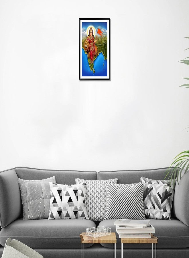 DBrush Bharat Mata Photo frame artwork Bharat Mata with Map painting for wall decor livingroom, school wall synthetic wood (Laminated Coated) - Image 2
