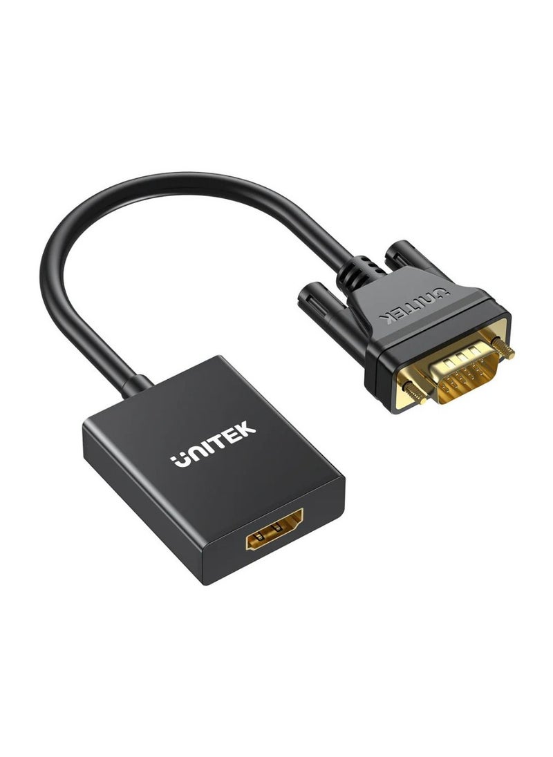 UNITEK UNITEK VGA to HDMI Adapter with Audio Output – Full HD 1080p Video Converter for VGA Laptops to HDMI Monitors, TVs, and Projectors – Plug and Play, Compact Design, and Audio Integration  - Image 4