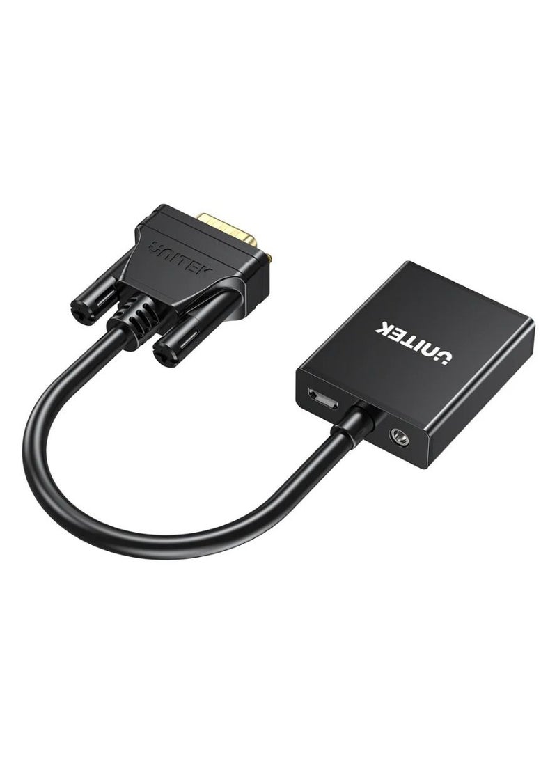 UNITEK UNITEK VGA to HDMI Adapter with Audio Output – Full HD 1080p Video Converter for VGA Laptops to HDMI Monitors, TVs, and Projectors – Plug and Play, Compact Design, and Audio Integration  - Image 2