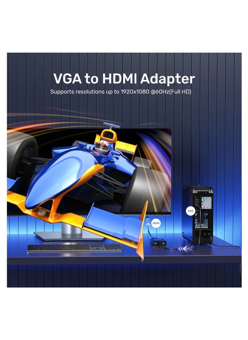UNITEK UNITEK VGA to HDMI Adapter with Audio Output – Full HD 1080p Video Converter for VGA Laptops to HDMI Monitors, TVs, and Projectors – Plug and Play, Compact Design, and Audio Integration  - Image 5