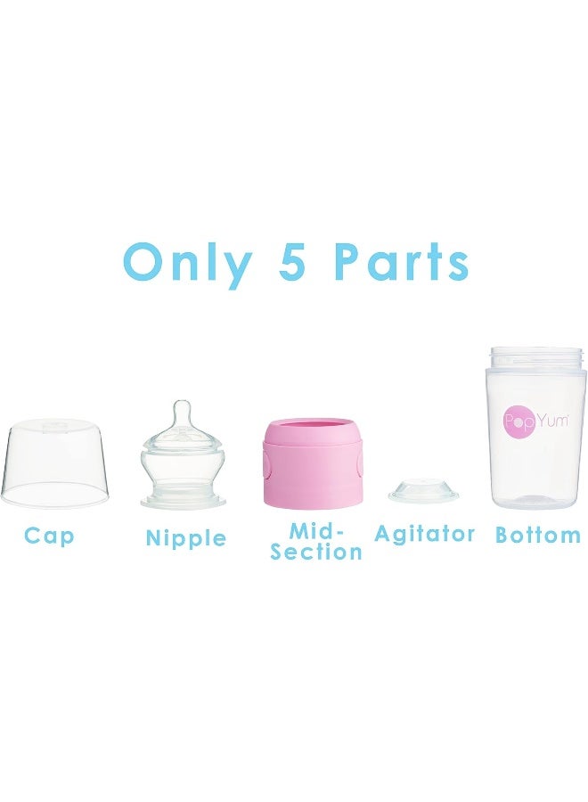 PopYum زجاجات حليب الأطفال PopYum سعة 9 أونصات وردية مضادة للمغص، مجموعة من 3 زجاجات مع تدفق متوسط #2، 260 مل، خالية من BPA، قفل طبيعي - Image 5