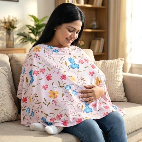 a baby cherry-Nursing Cover, Nursing Covers for Feeding Mom, Feeding Cover Breastfeeding Mother, Feeding Cover for Mom, Multi-Use, Breathable, 360 Full Privacy Multicolor - Image 1