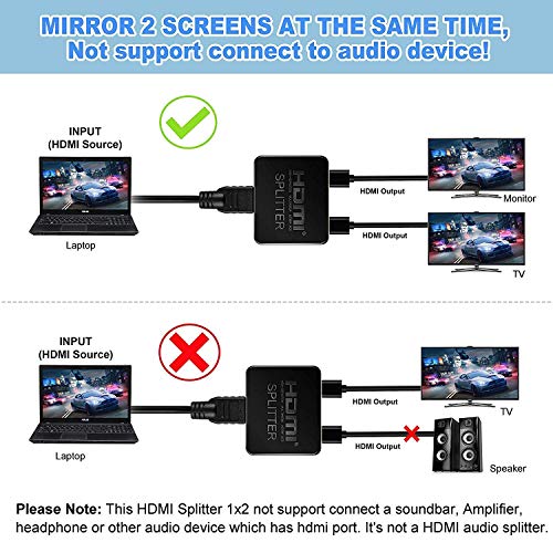 Tobo Mini 1x2 HDMI Splitter,1 Input 2 Output HDMI Amplifier Switcher Box Hub Support 4KX2K / 3D / 2160p / 1080p-(TD-442H-01) - Image 4