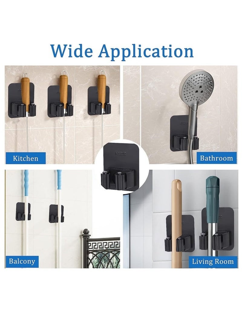 SHAOZHEN 4 Pack Broom Holder Wall Mount, Improved Broom Holder, Super Anti Slip Mop and Broom Holder Wall Mount, Broom Hanger Gripper for Kitchen, Bathroom, Closet, Garden, Garage(Black) - Image 5