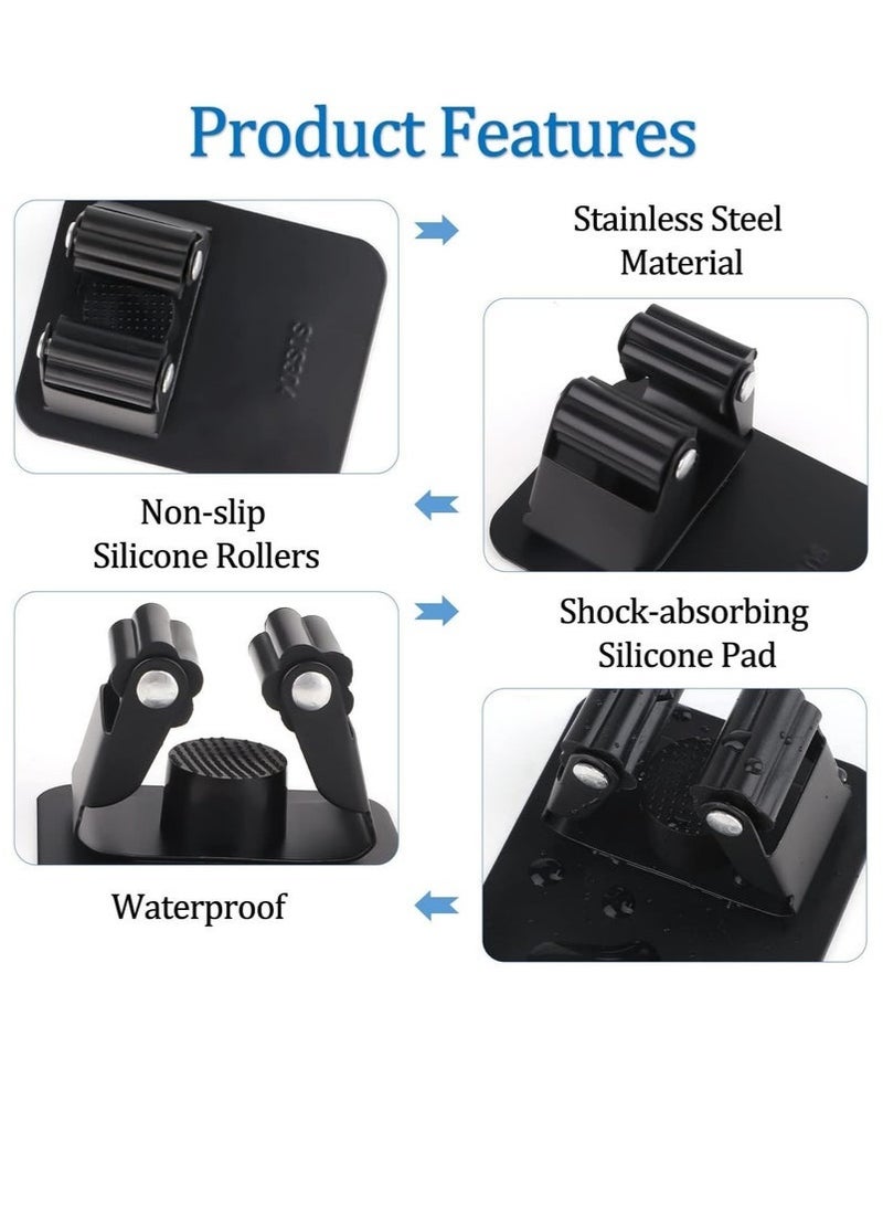 SHAOZHEN 4 Pack Broom Holder Wall Mount, Improved Broom Holder, Super Anti Slip Mop and Broom Holder Wall Mount, Broom Hanger Gripper for Kitchen, Bathroom, Closet, Garden, Garage(Black) - Image 3