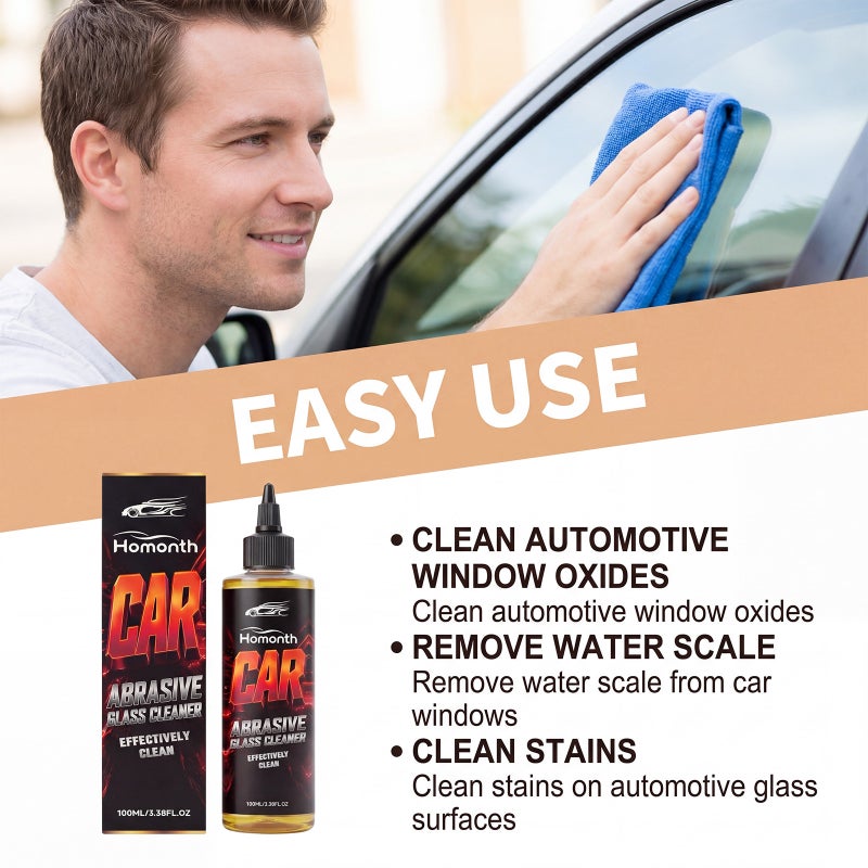 HOMONTH Glass Cleaner – Stains and Grime Remover for Car Windows and Windshields, Leaves a Clear  View - Image 5