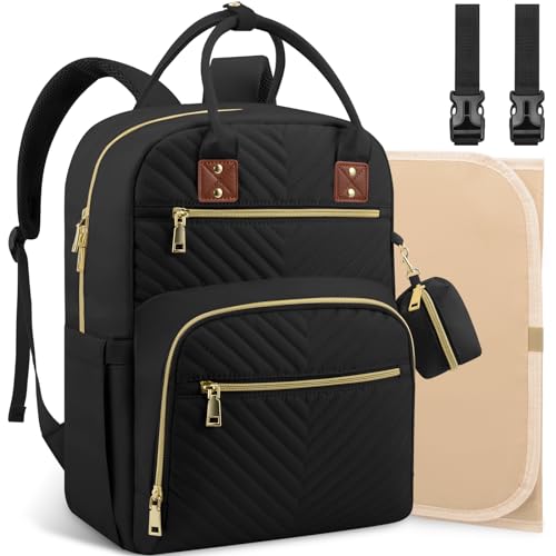 Tenot Baby Diaper Bag Backpack Travel Diaper Bags for Baby Girl Boy Large Capacity Baby Bag Backpack for Women Black