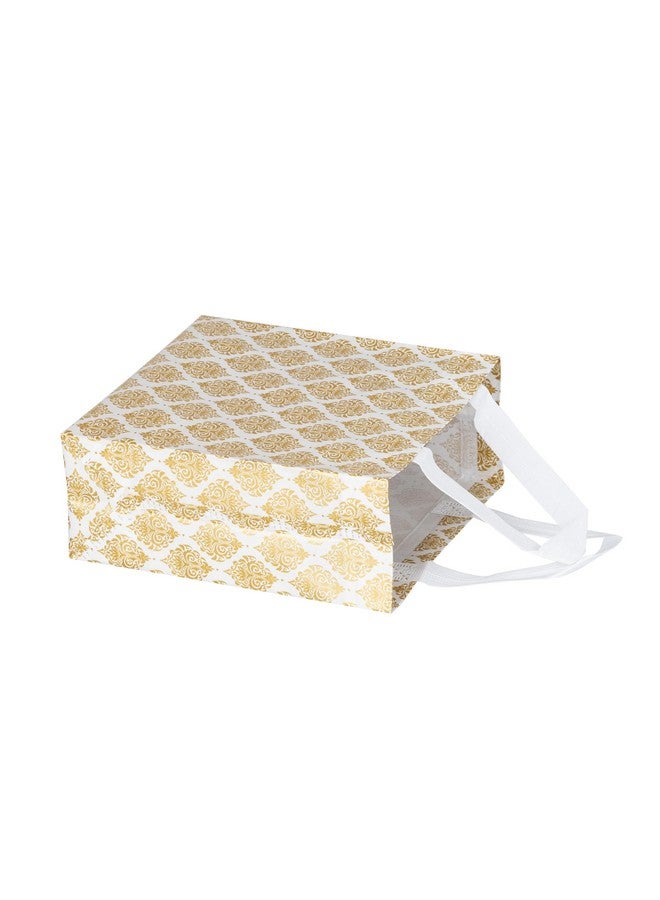 Drapme Festive Special Reusable Non-Woven Laminated Gift Bags, Wedding Gifts, Shagun, Saree, Mithai, Jewellery, Traditional Gifting Carry Bag (Small - 9.5x10x4, White, Pack of 20) - Image 5