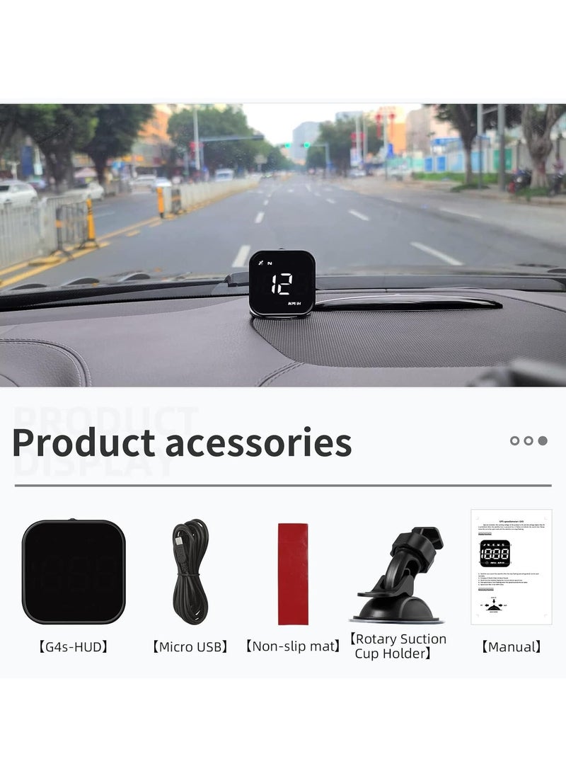smart one شاشة عرض رأسية جديدة للسيارة G4S Digital GPS Speedometer مع عرض السرعة الرقمية بالميل في الساعة والكيلومتر في الساعة، تذكير بالتعب، إنذار تجاوز السرعة، عداد الرحلات، لجميع المركبات  - Image 4