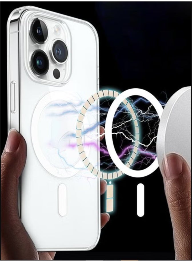 الغي اند كو كفر ماج سيف آيفون 15 برو ماكس جراب مغناطيسي نحيف نحيف مقاس 6.7 بوصة مقاوم للاصفرار ومضاد للسقوط وامتصاص الصدمات ومضاد للخدش وغطاء كريستال صلب من الخلف متوافق مع آيفون 15 برو ماكس - Image 2