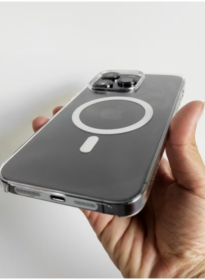 الغي اند كو كفر ماج سيف آيفون 15 برو ماكس جراب مغناطيسي نحيف نحيف مقاس 6.7 بوصة مقاوم للاصفرار ومضاد للسقوط وامتصاص الصدمات ومضاد للخدش وغطاء كريستال صلب من الخلف متوافق مع آيفون 15 برو ماكس - Image 3
