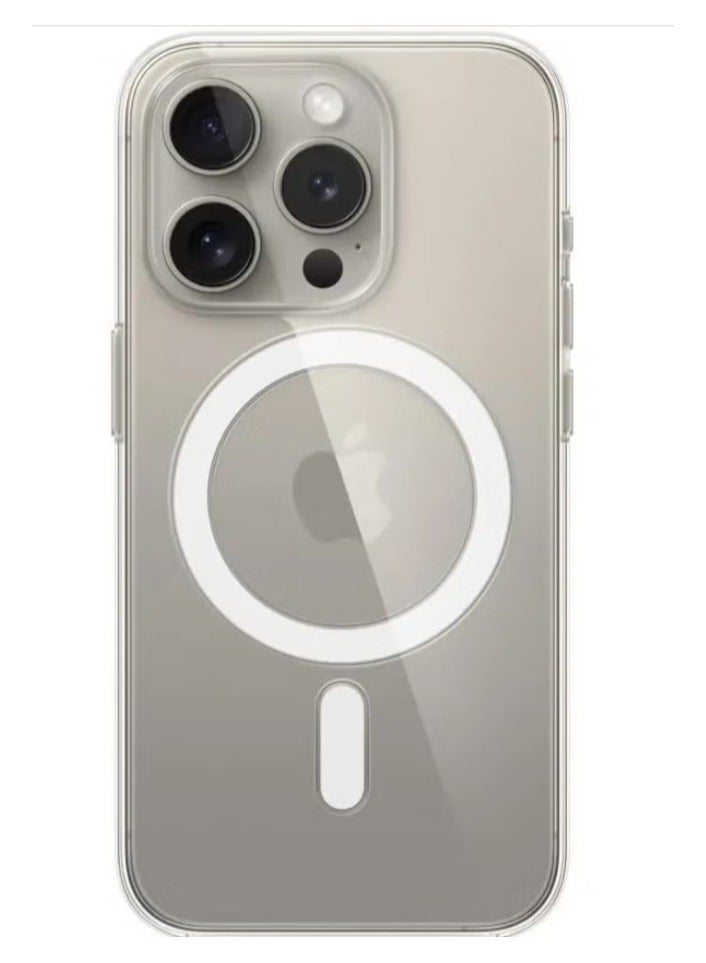 الغي اند كو كفر ماج سيف آيفون 15 برو ماكس جراب مغناطيسي نحيف نحيف مقاس 6.7 بوصة مقاوم للاصفرار ومضاد للسقوط وامتصاص الصدمات ومضاد للخدش وغطاء كريستال صلب من الخلف متوافق مع آيفون 15 برو ماكس - Image 1