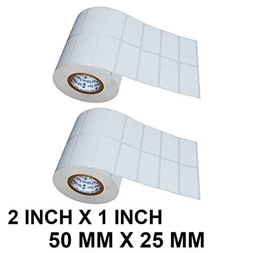 VCR 2 x 1 Direct Thermal Barcode Label Sticker - 2 x 1 inches - 50mm x 25mm - 2 Ups - 2000 Labels Per Roll - Pack of 2 Rolls -White Self Adhesive Sticker for Printing Barcoding Labels 1 inch core - Image 2