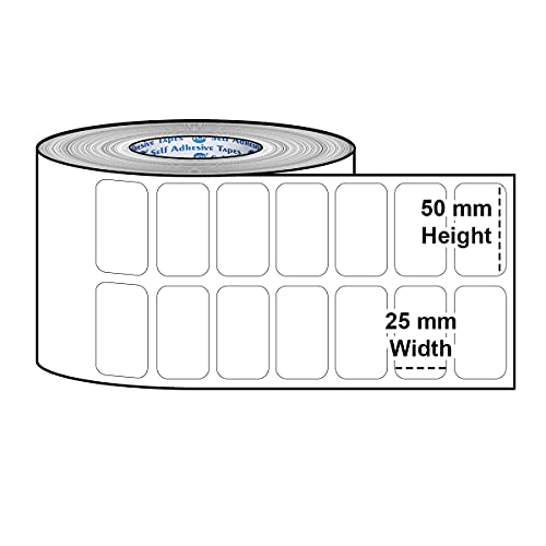 VCR 2 x 1 Direct Thermal Barcode Label Sticker - 2 x 1 inches - 50mm x 25mm - 2 Ups - 2000 Labels Per Roll - Pack of 2 Rolls -White Self Adhesive Sticker for Printing Barcoding Labels 1 inch core - Image 5