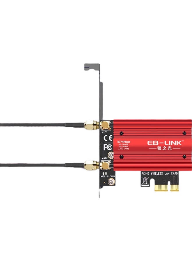 Eb-Link Be200 Chip Pci-E Wireless Network Card, Extended Antenna Base, Bluetooth 5.4, Desktop Computer Built-In Wifi 7 Tri-Band, 8744M Gigabit 6G Network Card, E-Sports Gaming Network Card - Image 2