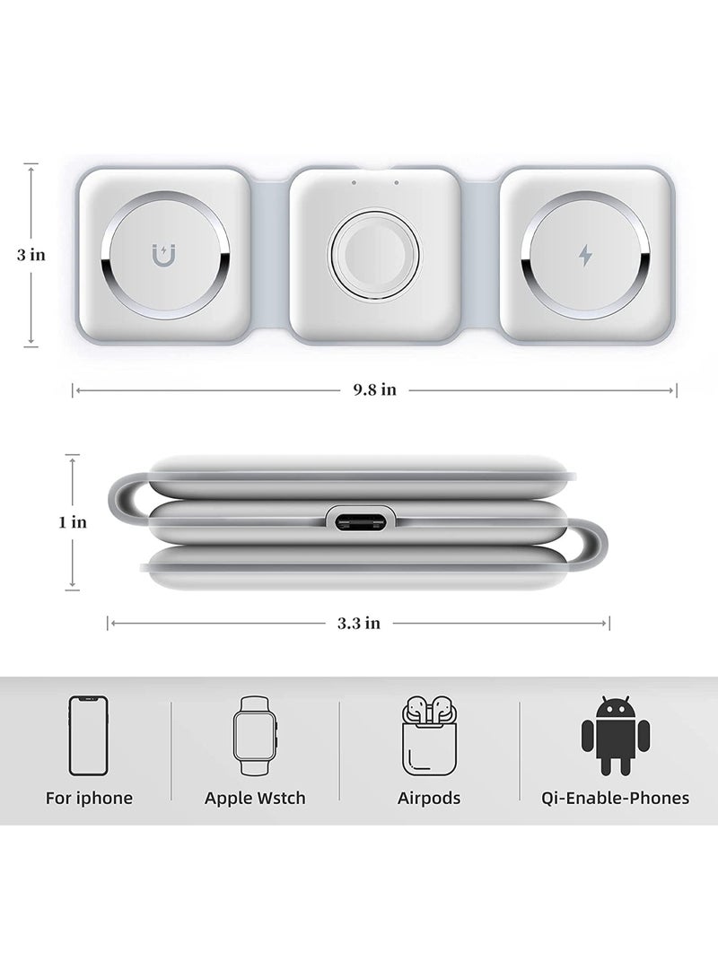 ج ت س آ ل شاحن لاسلكي 3 في 1، محطة شحن مغناطيسية قابلة للطي، لوحة شحن لاسلكية سريعة - محطة شحن لأجهزة Apple المتعددة - قاعدة شحن لاسلكية مغناطيسية قابلة للطي 3 في 1 - Image 4