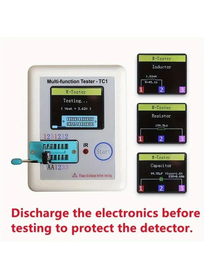White LCR TC1 Multifunction ESR Tester For Capacitors Resistors Diodes Transistors - Image 5
