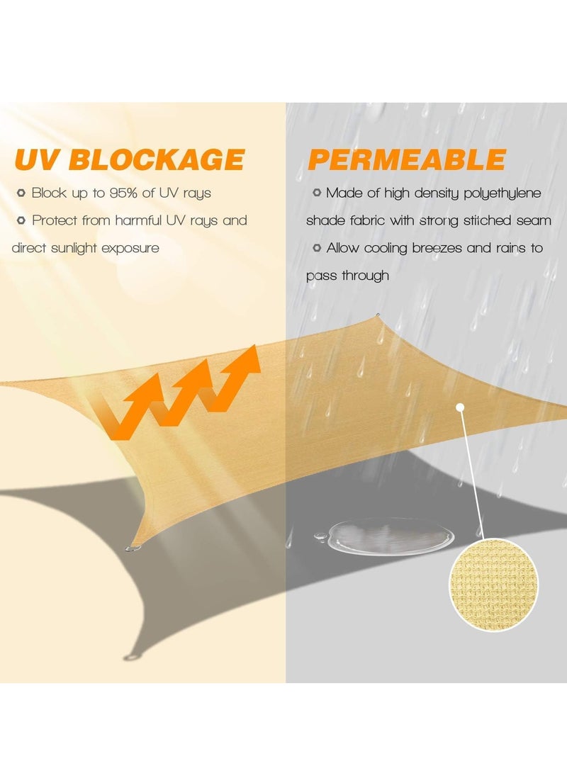 Vparty Sun Shade Sails Square Canopy, 185GSM Rectangle Shade Sail Water Permeable & UV Block, Heavy Duty, Easy Install & Durable for Outdoor Patio Garden Backyard  - Image 5