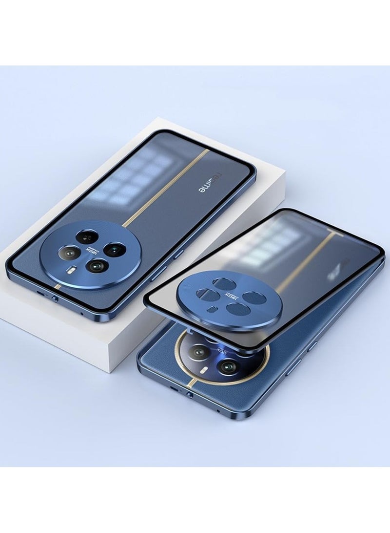 عام حافظة متوافقة مع ريلمي 12 برو بلس ، إطار معدني مغناطيسي + ظهر زجاجي شفاف غير لامع ، حافظة مقاومة للصدمات غير قابلة للانزلاق مع واقي للكاميرا - Image 1