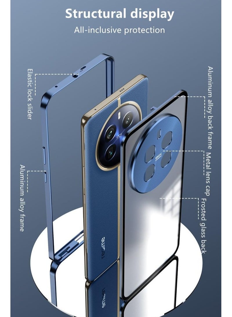 عام حافظة متوافقة مع ريلمي 12 برو بلس ، إطار معدني مغناطيسي + ظهر زجاجي شفاف غير لامع ، حافظة مقاومة للصدمات غير قابلة للانزلاق مع واقي للكاميرا - Image 3